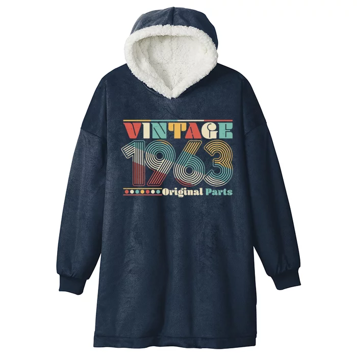 Retro 60s 70s Style Vintage 1963 Original Parts 60th Birthday Hooded Wearable Blanket