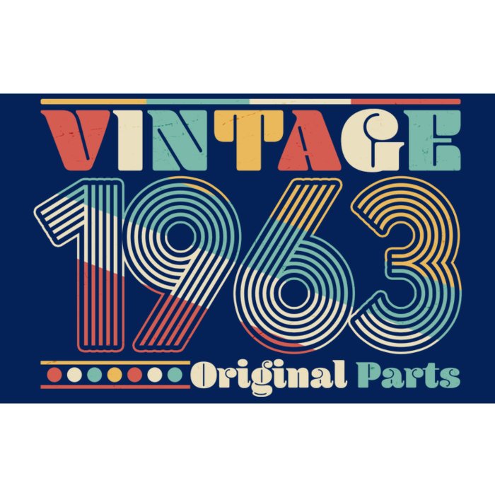 Retro 60s 70s Style Vintage 1963 Original Parts 60th Birthday Bumper Sticker