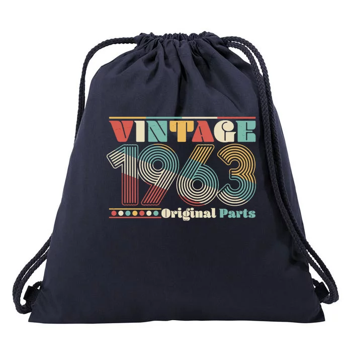 Retro 60s 70s Style Vintage 1963 Original Parts 60th Birthday Drawstring Bag