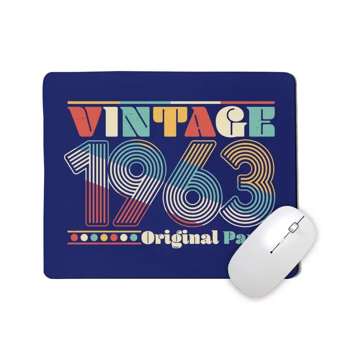 Retro 60s 70s Style Vintage 1963 Original Parts 60th Birthday Mousepad