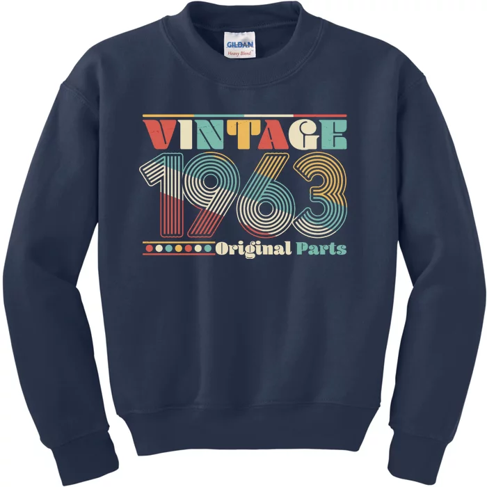 Retro 60s 70s Style Vintage 1963 Original Parts 60th Birthday Kids Sweatshirt