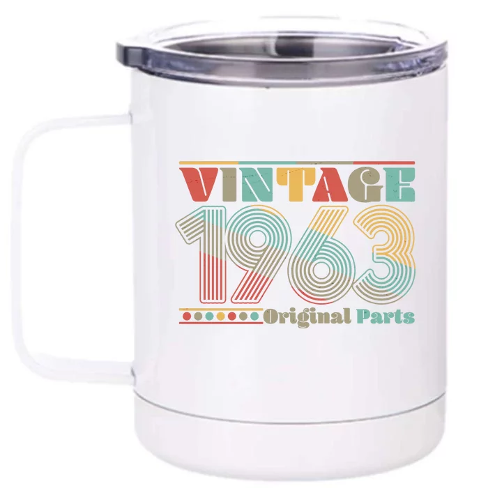 Retro 60s 70s Style Vintage 1963 Original Parts 60th Birthday Front & Back 12oz Stainless Steel Tumbler Cup