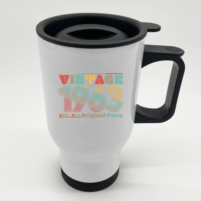 Retro 60s 70s Style Vintage 1963 Original Parts 60th Birthday Front & Back Stainless Steel Travel Mug