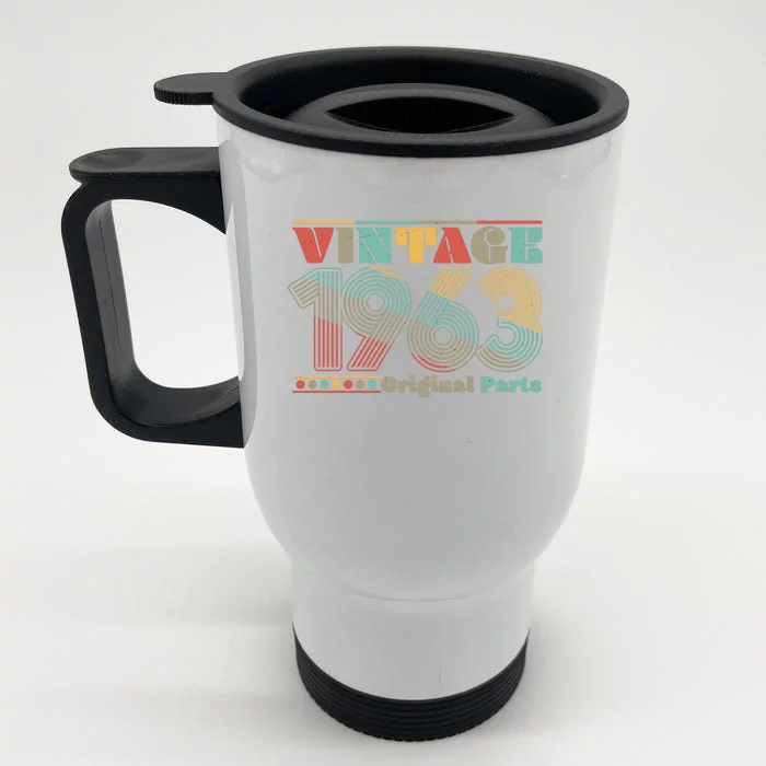 Retro 60s 70s Style Vintage 1963 Original Parts 60th Birthday Front & Back Stainless Steel Travel Mug