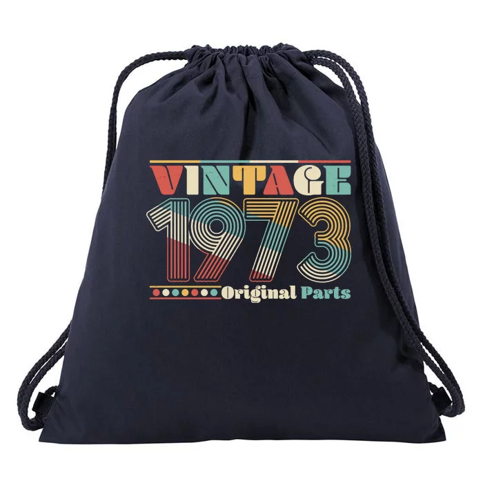 Retro 60s 70s Style Vintage 1973 Original Parts 50th Birthday Drawstring Bag