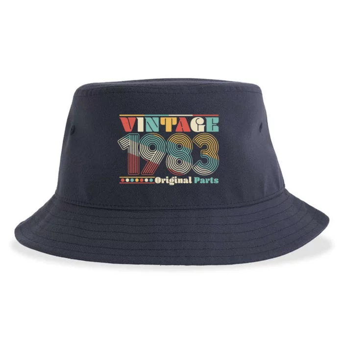 Retro 60s 70s Style Vintage 1983 Original Parts 40th Birthday Sustainable Bucket Hat