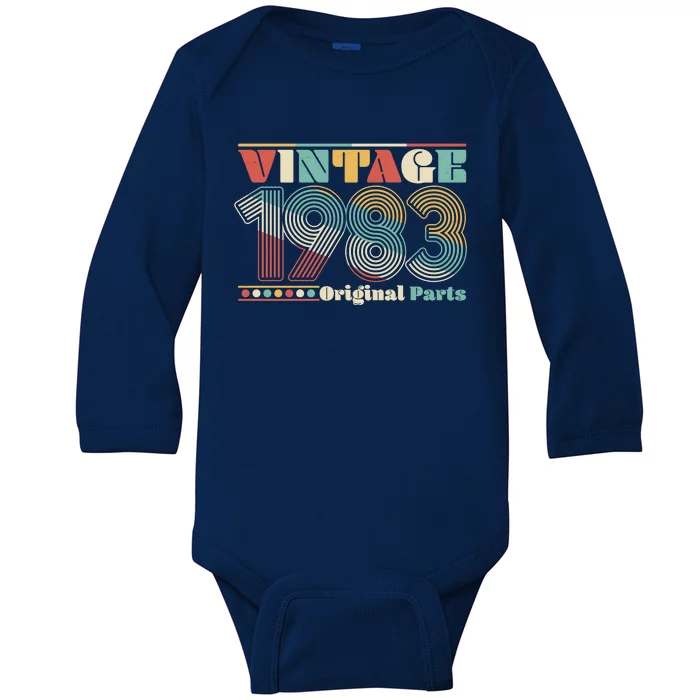 Retro 60s 70s Style Vintage 1983 Original Parts 40th Birthday Baby Long Sleeve Bodysuit