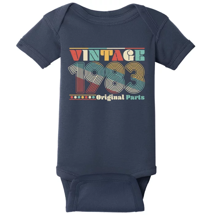 Retro 60s 70s Style Vintage 1983 Original Parts 40th Birthday Baby Bodysuit