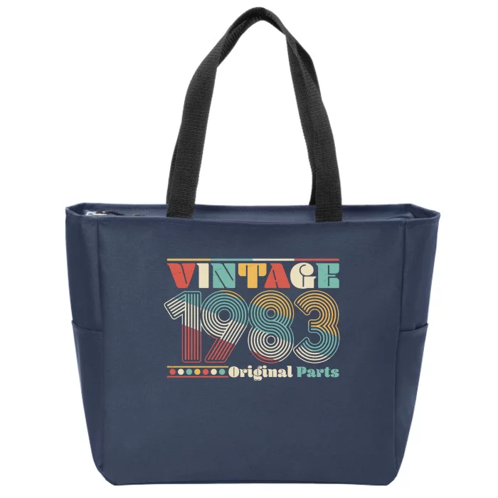 Retro 60s 70s Style Vintage 1983 Original Parts 40th Birthday Zip Tote Bag