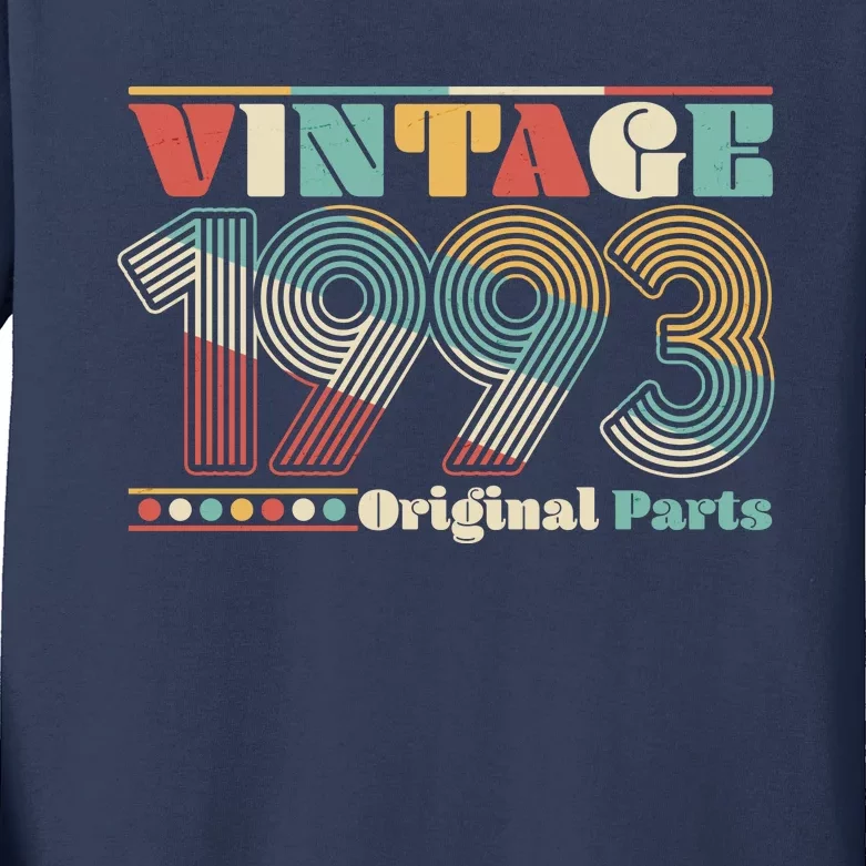 Retro 60s 70s Style Vintage 1993 Original Parts 30th Birthday Kids Long Sleeve Shirt