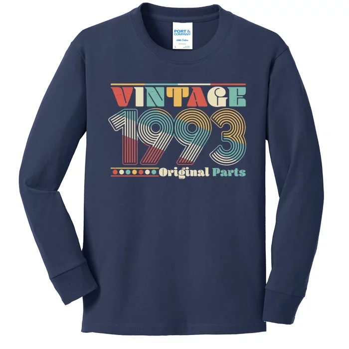 Retro 60s 70s Style Vintage 1993 Original Parts 30th Birthday Kids Long Sleeve Shirt