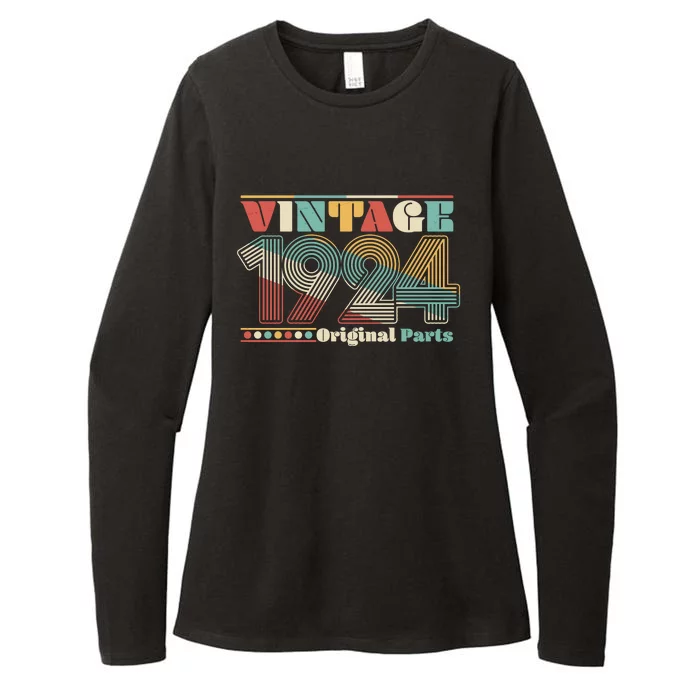 Retro 60s 70s Style Vintage 1924 Original Parts 100th Birthday Womens CVC Long Sleeve Shirt