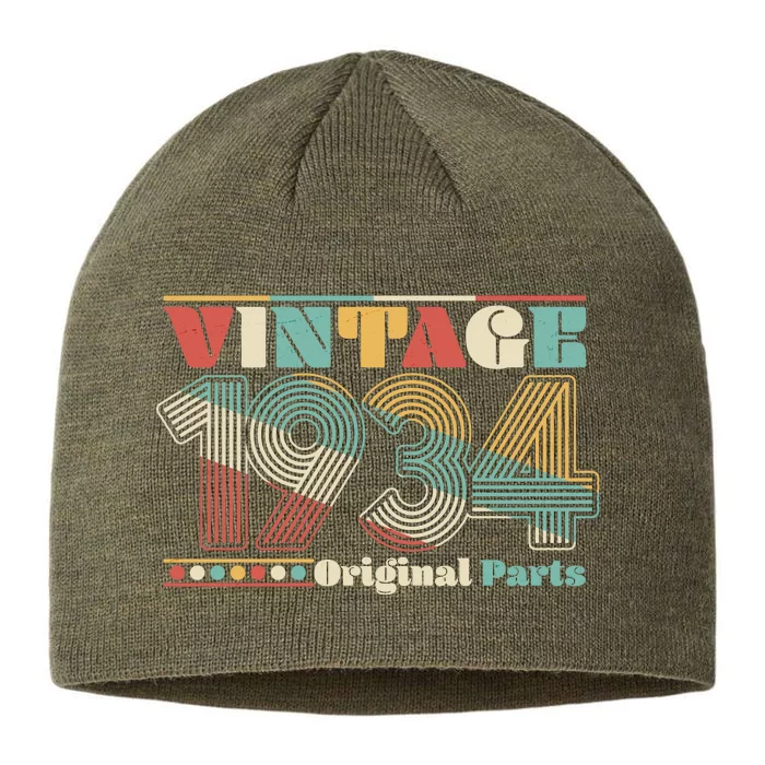 Retro 60s 70s Style Vintage 1934 Original Parts 90th Birthday 8 1/2in Sustainable Knit Beanie