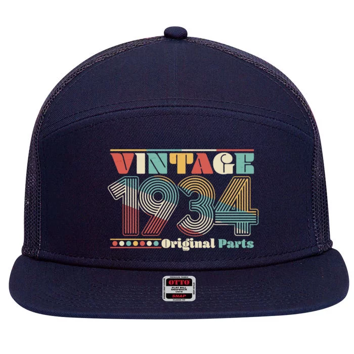 Retro 60s 70s Style Vintage 1934 Original Parts 90th Birthday 7 Panel Mesh Trucker Snapback Hat