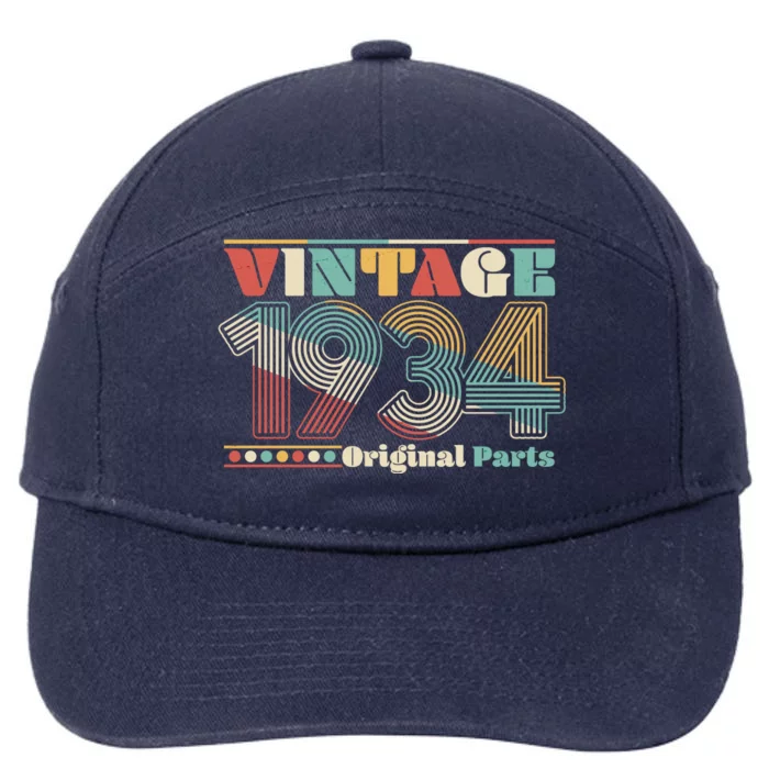 Retro 60s 70s Style Vintage 1934 Original Parts 90th Birthday 7-Panel Snapback Hat