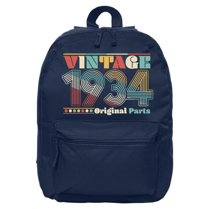 Retro 60s 70s Style Vintage 1934 Original Parts 90th Birthday 16 in Basic Backpack