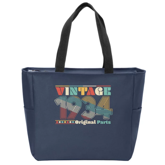 Retro 60s 70s Style Vintage 1934 Original Parts 90th Birthday Zip Tote Bag