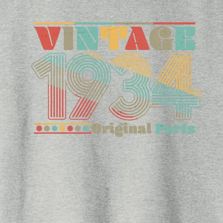 Retro 60s 70s Style Vintage 1934 Original Parts 90th Birthday Women's Crop Top Tee