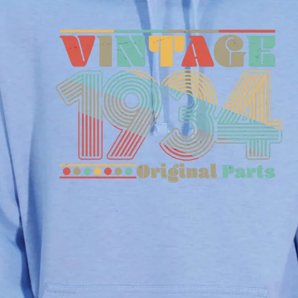 Retro 60s 70s Style Vintage 1934 Original Parts 90th Birthday Unisex Surf Hoodie