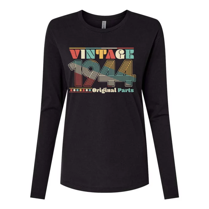 Retro 60s 70s Style Vintage 1944 Original Parts 80th Birthday Womens Cotton Relaxed Long Sleeve T-Shirt