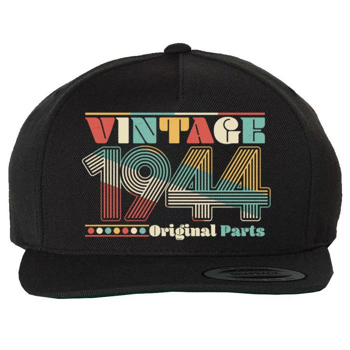 Retro 60s 70s Style Vintage 1944 Original Parts 80th Birthday Wool Snapback Cap