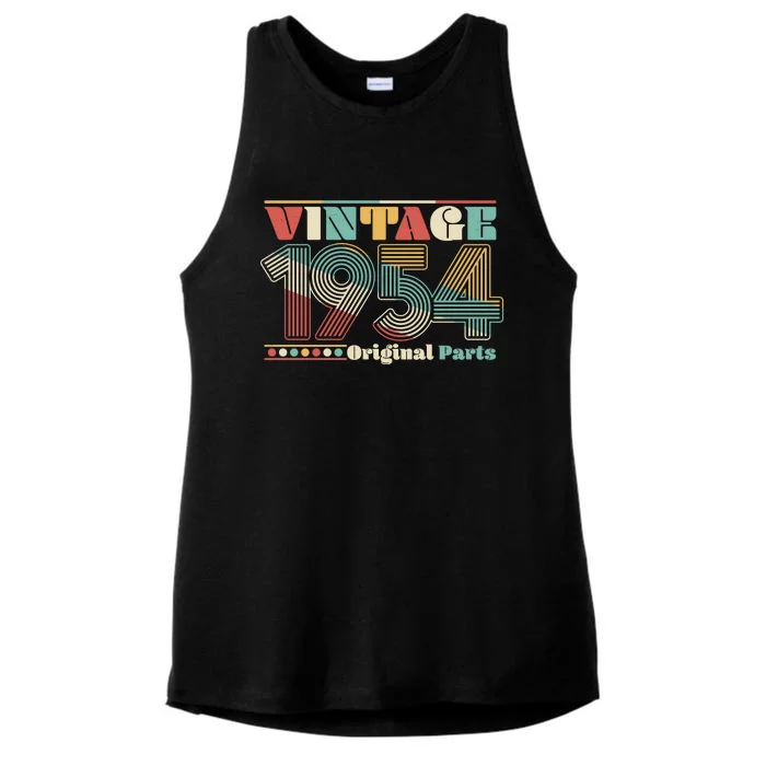 Retro 60s 70s Style Vintage 1954 Original Parts 70th Birthday Ladies Tri-Blend Wicking Tank