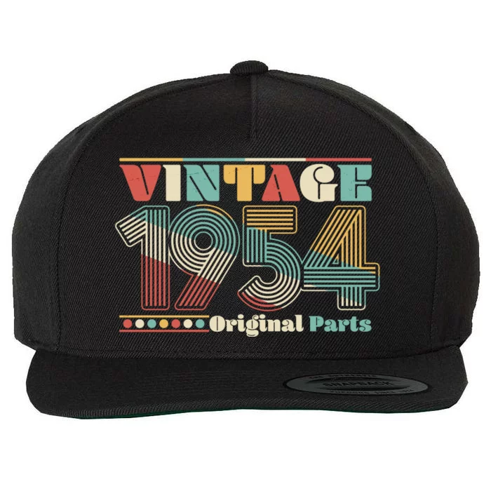 Retro 60s 70s Style Vintage 1954 Original Parts 70th Birthday Wool Snapback Cap