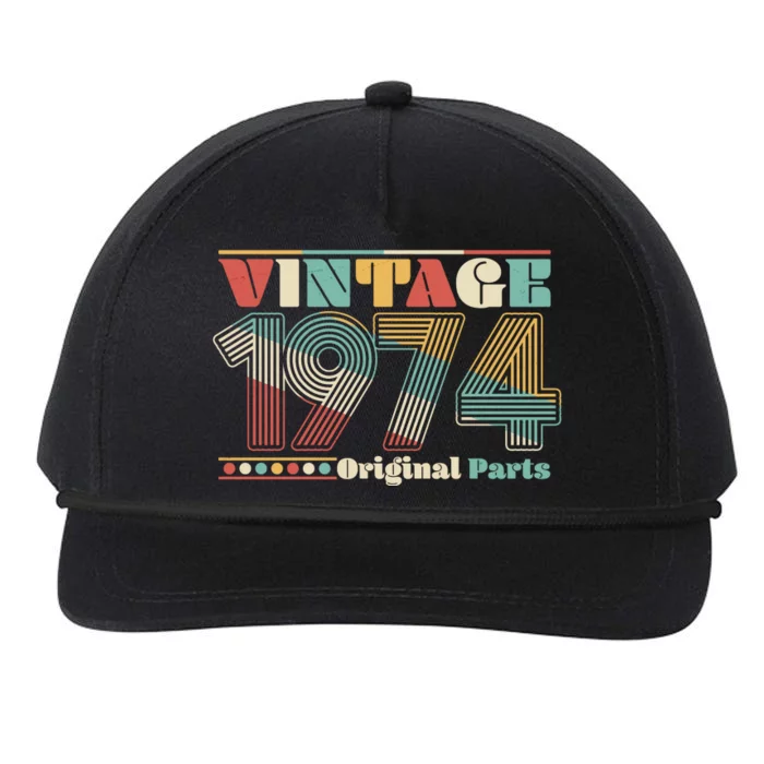 Retro 60s 70s Style Vintage 1974 Original Parts 50th Birthday Snapback Five-Panel Rope Hat