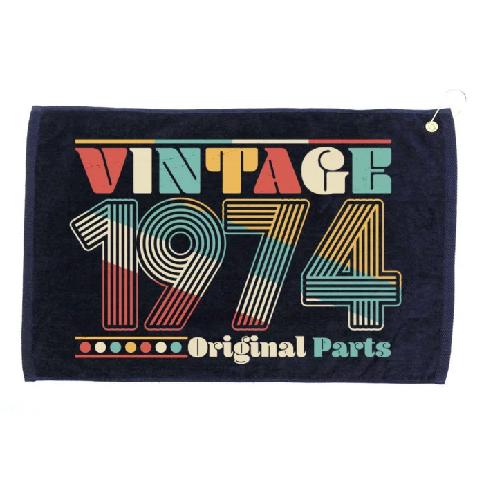 Retro 60s 70s Style Vintage 1974 Original Parts 50th Birthday Grommeted Golf Towel