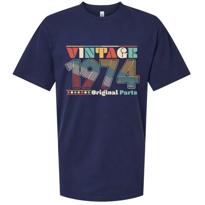 Retro 60s 70s Style Vintage 1974 Original Parts 50th Birthday Sueded Cloud Jersey T-Shirt