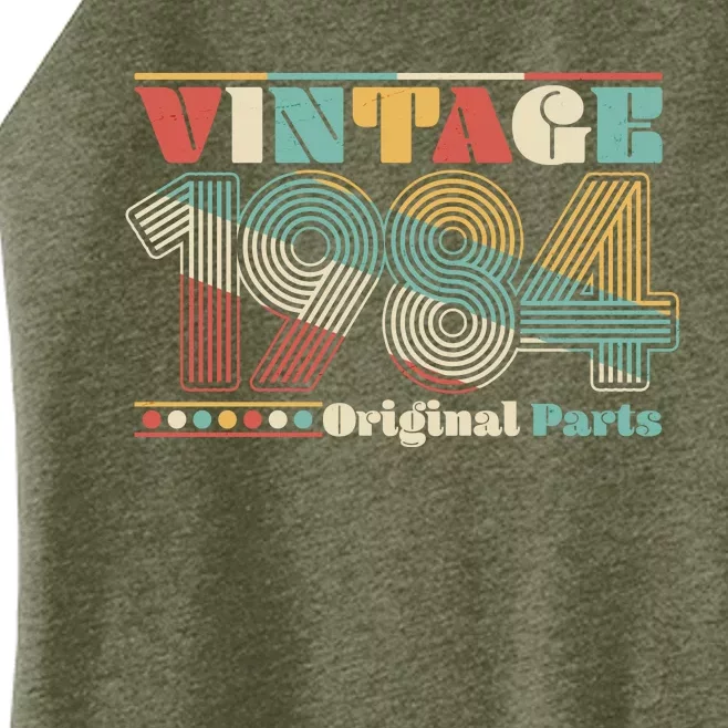 Retro 60s 70s Style Vintage 1984 Original Parts 40th Birthday Women’s Perfect Tri Rocker Tank