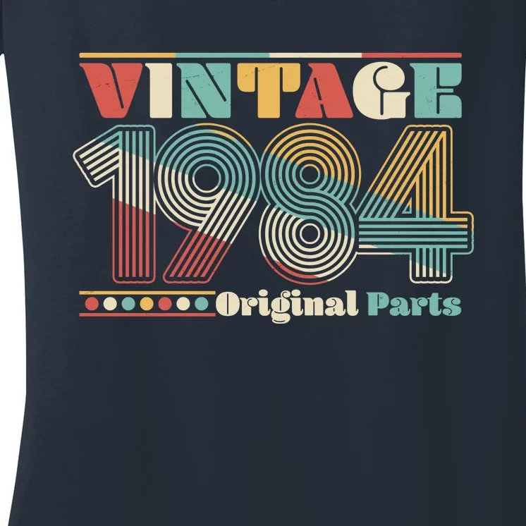 Retro 60s 70s Style Vintage 1984 Original Parts 40th Birthday Women's V-Neck T-Shirt