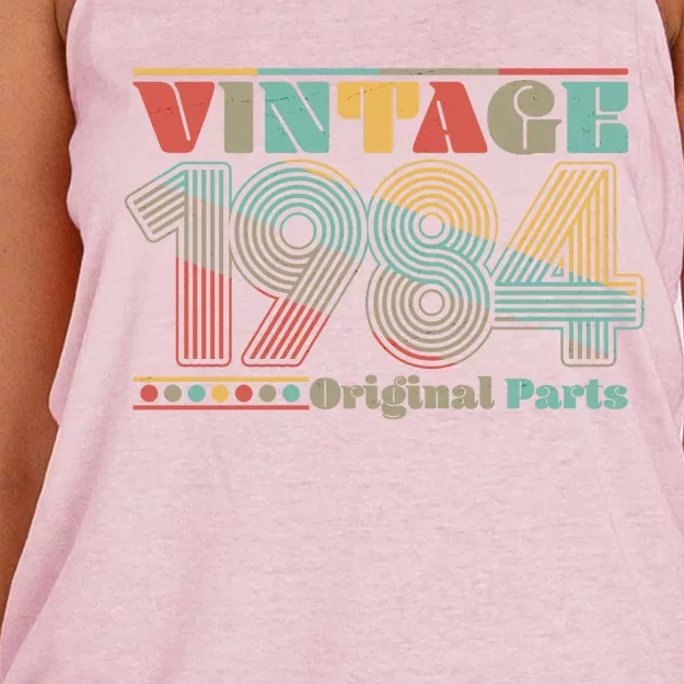 Retro 60s 70s Style Vintage 1984 Original Parts 40th Birthday Women's Knotted Racerback Tank