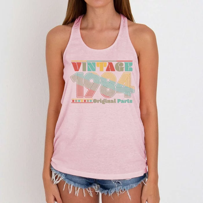 Retro 60s 70s Style Vintage 1984 Original Parts 40th Birthday Women's Knotted Racerback Tank