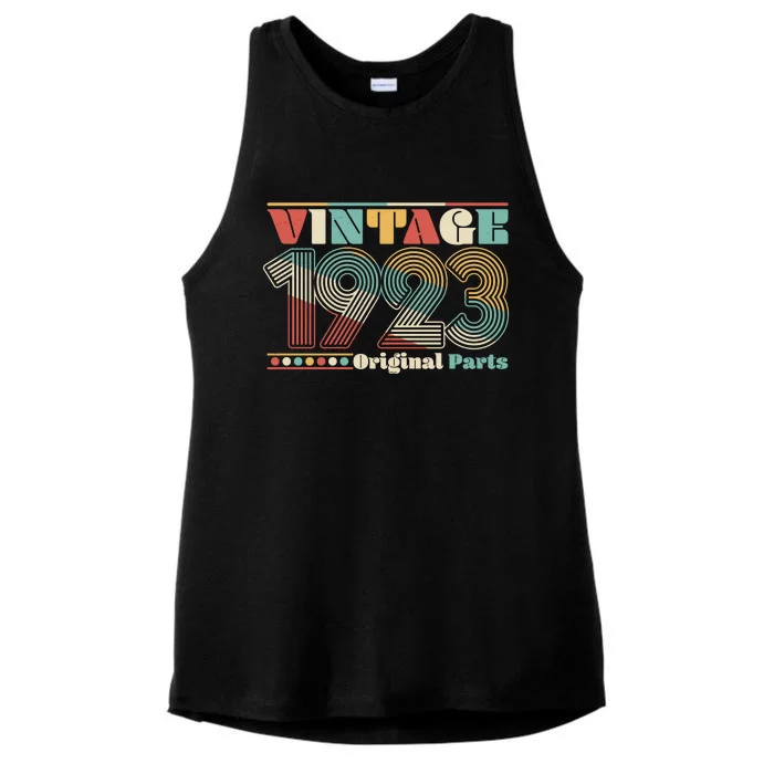 Retro 60s 70s Style Vintage 1923 Original Parts 100th Birthday Ladies Tri-Blend Wicking Tank