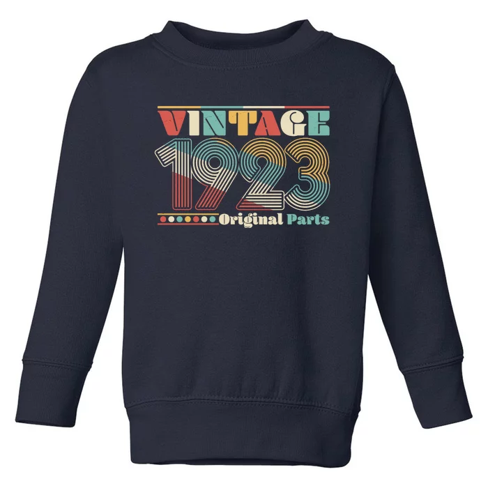 Retro 60s 70s Style Vintage 1923 Original Parts 100th Birthday Toddler Sweatshirt