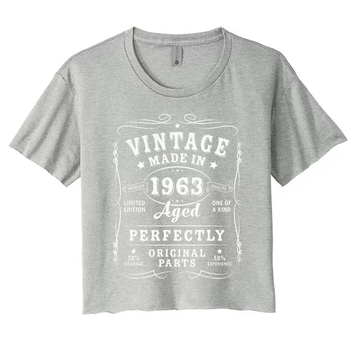 Retro 60th Birthday Party Supplies 1963 Sixtieth Celebration Women's Crop Top Tee