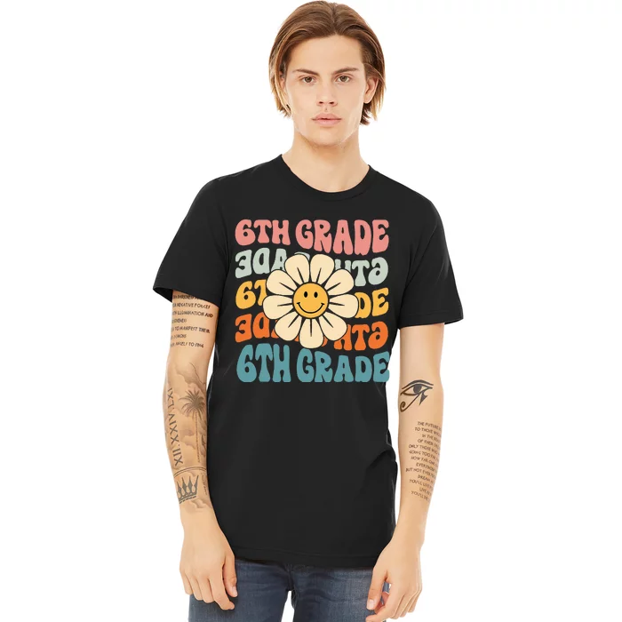 Retro 6th Grade Daisy Colorful Back To School Sixth Grade Premium T-Shirt