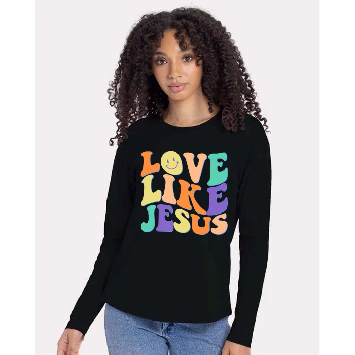 Retro 60s Love Like Jesus Womens Cotton Relaxed Long Sleeve T-Shirt