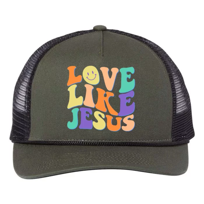 Retro 60s Love Like Jesus Retro Rope Trucker Hat Cap