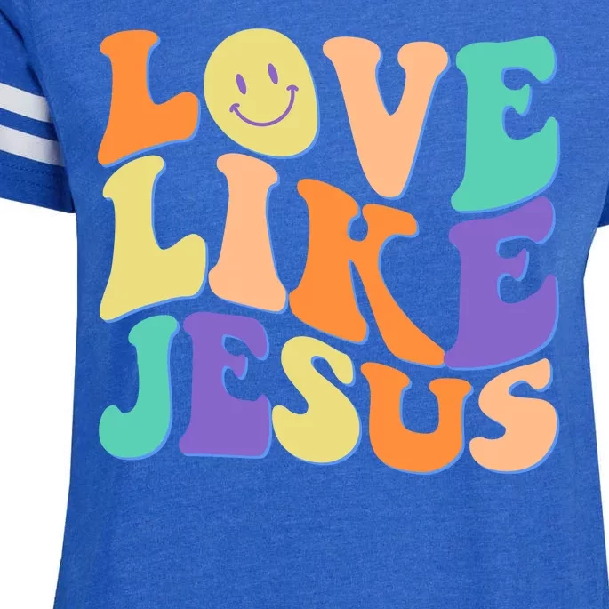 Retro 60s Love Like Jesus Enza Ladies Jersey Football T-Shirt