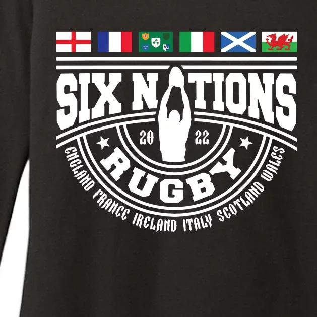 Rugby 6 Nations England France Wales Scotland Italy Ireland Womens CVC Long Sleeve Shirt