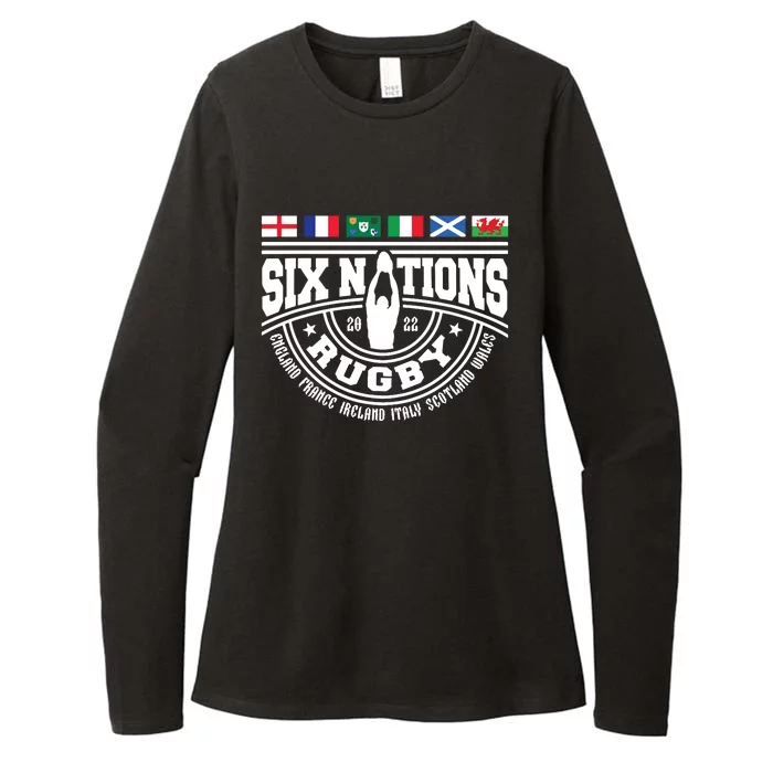 Rugby 6 Nations England France Wales Scotland Italy Ireland Womens CVC Long Sleeve Shirt