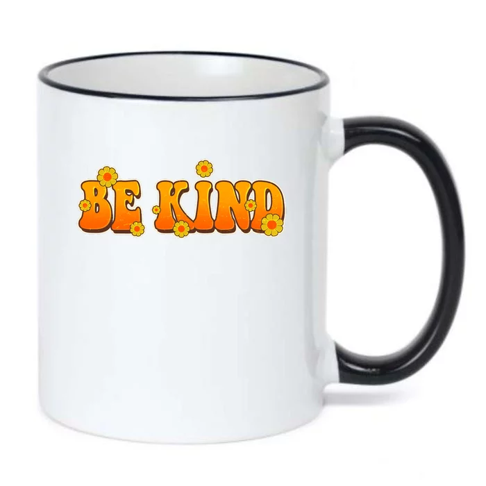 Retro 60s Sixties Flower Power Be Kind Wear Orange Black Color Changing Mug