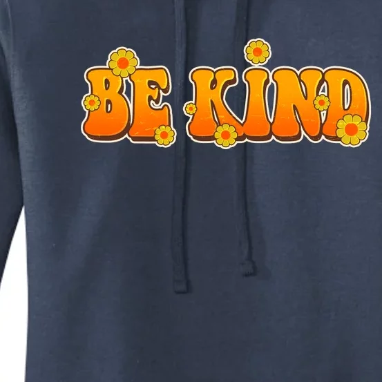 Retro 60s Sixties Flower Power Be Kind Wear Orange Women's Pullover Hoodie