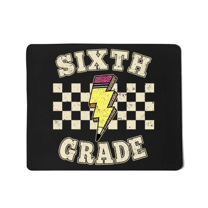 Retro 6th Sixth Grade Teacher Lightning Bolt Pencil Teacher Mousepad