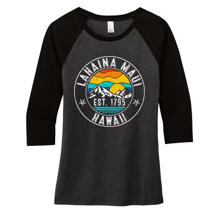 Retro 70s 80s Lahaina Maui Hawaii HI Women's Tri-Blend 3/4-Sleeve Raglan Shirt