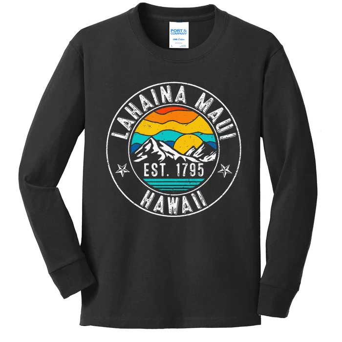 Retro 70s 80s Lahaina Maui Hawaii HI Kids Long Sleeve Shirt