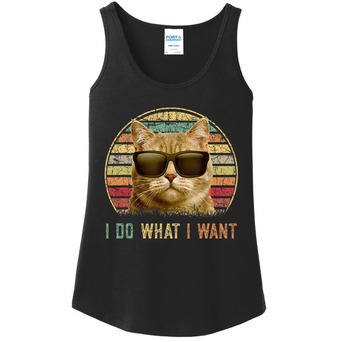 Retro 70s 80s 90s Meowy Cat I Do What I Want Funny Cat Ladies Essential Tank