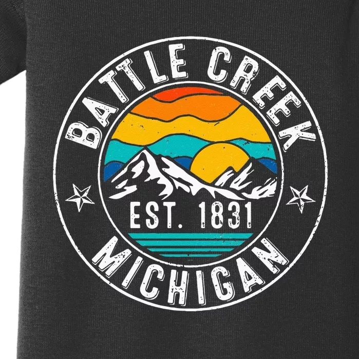 Retro 70s 80s Battle Creek Michigan MI Baby Bodysuit